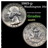 1965-p Washington Quarter 25c Grades GEM Unc