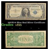 1957B $1 Blue Seal Silver Certificate Grades vf+