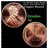 1oz .999 Fine Copper Bullion Round - Wheat Penny S