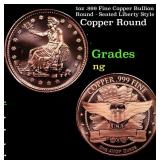 1oz .999 Fine Copper Bullion Round - Seated Libert