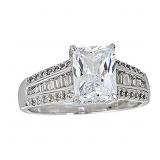 Decadence Sterling SIlver 9mm Emerald Cut Pave Rin