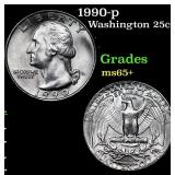 1990-p Washington Quarter 25c Grades GEM+ Unc