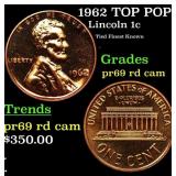 1962 Proof Lincoln Cent TOP POP! 1c Graded pr69 rd