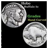Hobo Buffalo Nickel 5c Grades Hand Carved