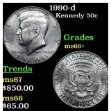 1990-d Kennedy Half Dollar 50c Grades GEM++ Unc