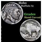 Hobo Buffalo Nickel 5c Grades Hand Carved