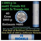 BU Shotgun Jefferson 5c roll, 1995-p 40 pcs Bank $