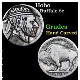 Hobo Buffalo Nickel 5c Grades Hand Carved