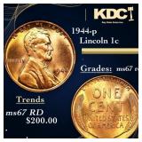 1944-p Lincoln Cent 1c Grades GEM++ Unc RD
