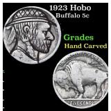 1923 Hobo Buffalo Nickel 5c Grades Hand Carved