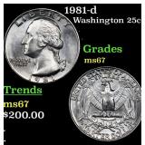 1981-d Washington Quarter 25c Grades GEM++ Unc