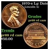 1970-s Lg Date Proof Lincoln Cent 1c Grades Gem++