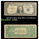 1957B $1 Blue Seal Silver Certificate Grades vf+