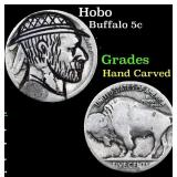 Hobo Buffalo Nickel 5c Grades Hand Carved