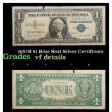 1957B $1 Blue Seal Silver Certificate Grades vf de