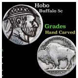 Hobo Buffalo Nickel 5c Grades Hand Carved