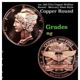 1oz .999 Fine Copper Bullion Round - Mercury Dime