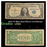 1957 $1 Blue Seal Silver Certificate Grades vf+