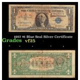 1957 $1 Blue Seal Silver Certificate Grades vf+
