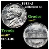 1972-d Jefferson Nickel 5c Grades GEM++ Unc