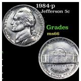 1984-p Jefferson Nickel 5c Grades GEM+ Unc