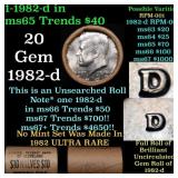 BU Shotgun Kennedy 50c roll, 1982-d 20 pcs Federal