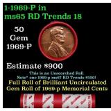 BU Shotgun Lincoln 1c roll, 1969-p 50 pcs Dunbar W