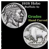 1928 Hobo Buffalo Nickel 5c Grades Hand Carved