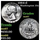 1984-d Washington Quarter 25c Grades GEM++ Unc