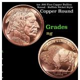 1oz .999 Fine Copper Bullion Round - Buffalo Nicke