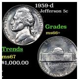 1959-d Jefferson Nickel 5c Grades GEM++ Unc