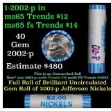 BU Shotgun Jefferson 5c roll, 2002-p 40 pcs Bank $