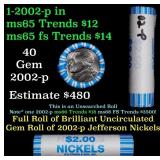 BU Shotgun Jefferson 5c roll, 2002-p 40 pcs Bank $