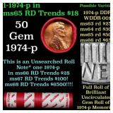 BU Shotgun Lincoln 1c roll, 1974-p 50 pcs Dunbar W