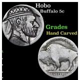 Hobo Buffalo Nickel 5c Grades Hand Carved