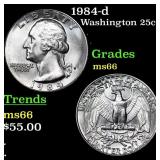 1984-d Washington Quarter 25c Grades GEM+ Unc