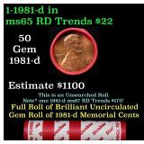 BU Shotgun Lincoln 1c roll, 1981-d 50 pcs Dunbar W