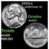 1970-s Jefferson Nickel 5c Grades GEM+ Unc