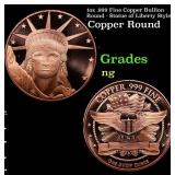 1oz .999 Fine Copper Bullion Round - Statue of Lib