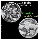 1917 Hobo Buffalo Nickel 5c Grades Hand Carved