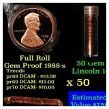 Gem Proof Lincoln 1c roll, 1988-s 50 pcs