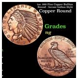 1oz .999 Fine Copper Bullion Round - Incuse Indian