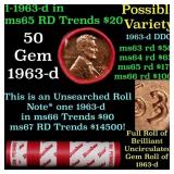 BU Shotgun Lincoln 1c roll, 1963-d 50 pcs Dunbar W