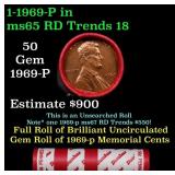 BU Shotgun Lincoln 1c roll, 1969-p 50 pcs Dunbar W