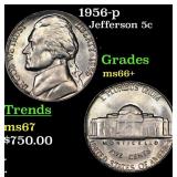 1956-p Jefferson Nickel 5c Grades GEM++ Unc