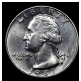 1987-d Washington Quarter 25c Grades GEM+ Unc