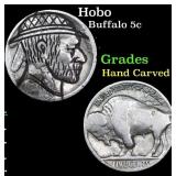 Hobo Buffalo Nickel 5c Grades Hand Carved