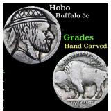 Hobo Buffalo Nickel 5c Grades Hand Carved