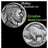 Hobo Buffalo Nickel 5c Grades Hand Carved