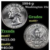 1994-p Washington Quarter 25c Grades GEM++ Unc